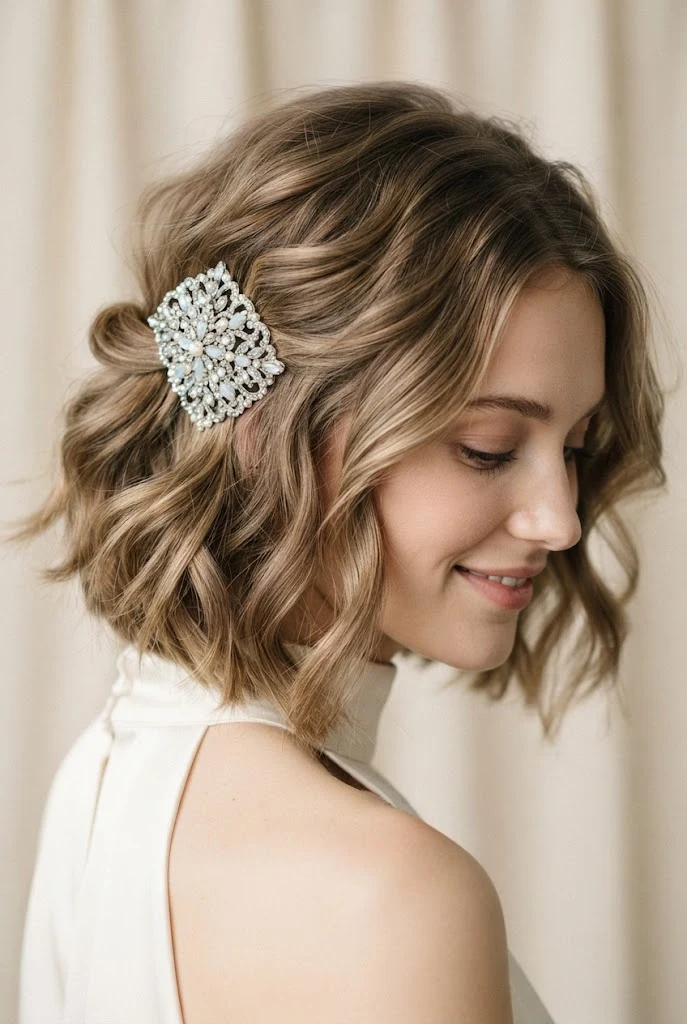Sleek Low-Key Lob with Middle Part — Wedding hairstyles for short hair style outfit