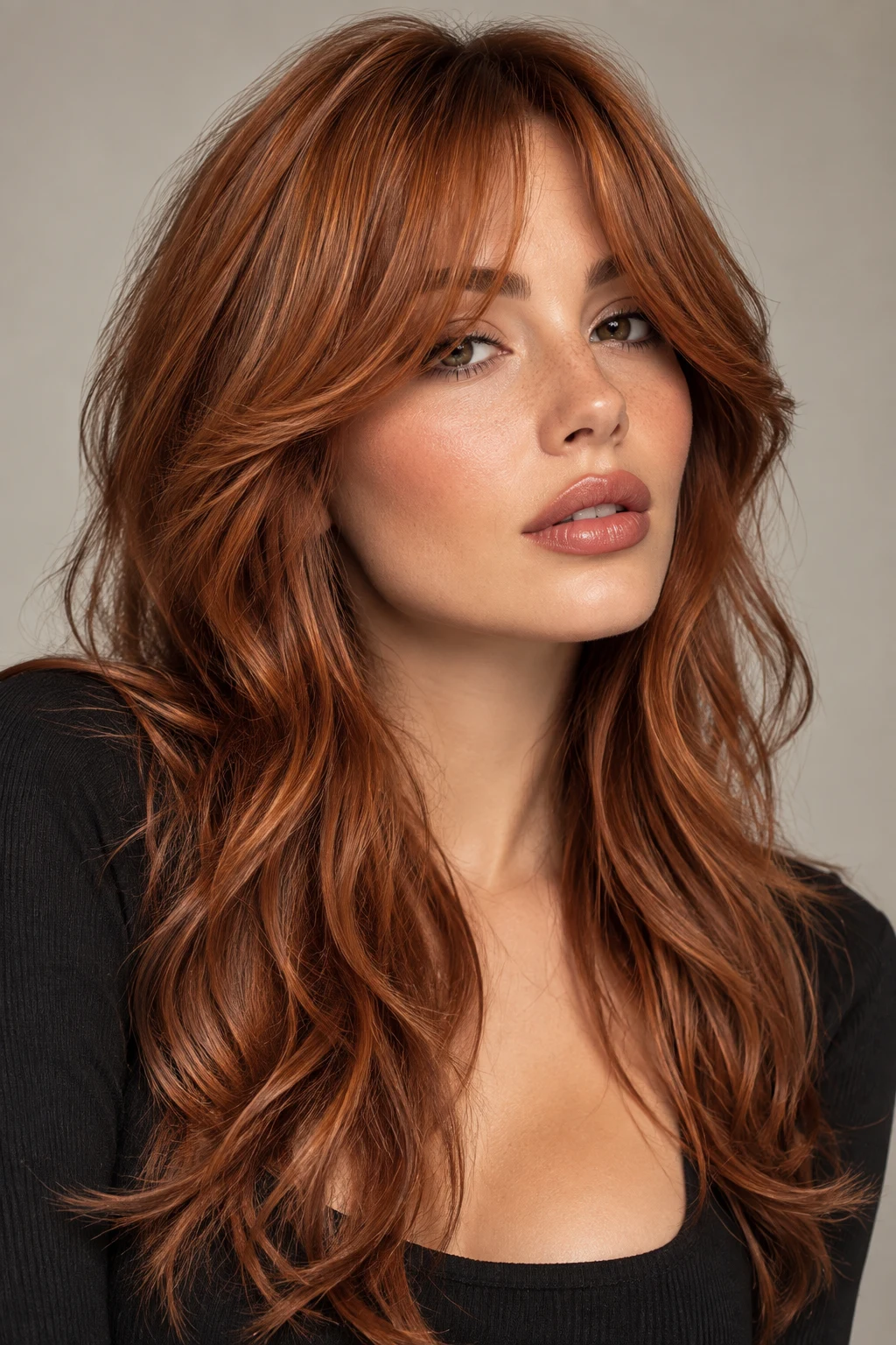 Copper Curtain Fringe — whispy curtains bangs style outfit