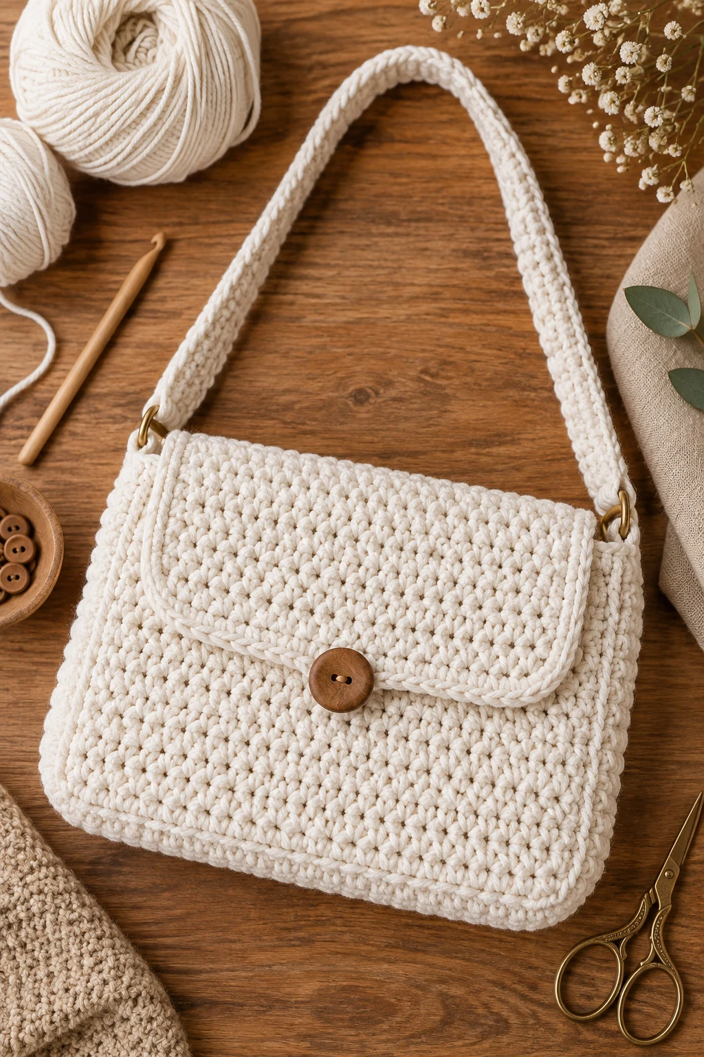 Classic White Crochet Shoulder Bag — white crochet bag style outfit