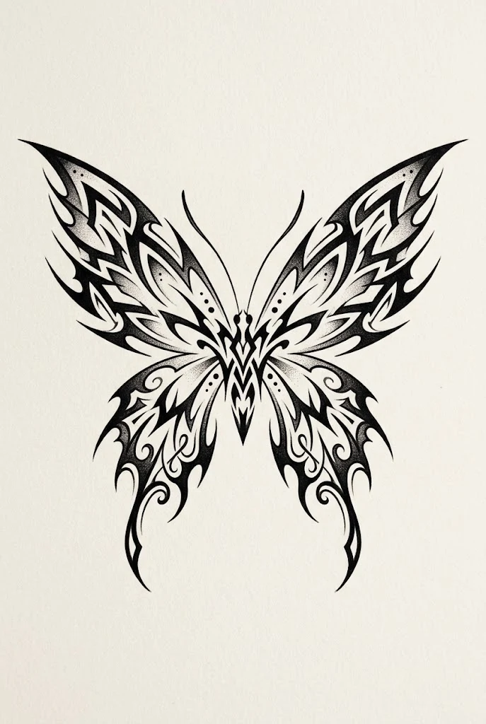 Classic Cyber-Tribal Y2K Butterfly Tattoo — y2k butterfly tattoo style outfit
