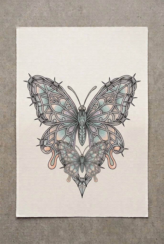Floating Dual-Butterfly Collarbone Accent — y2k butterfly tattoo style outfit