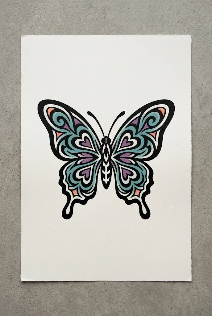 Chunky Outline Y2K Butterfly Tattoo Flash Style — y2k butterfly tattoo style outfit