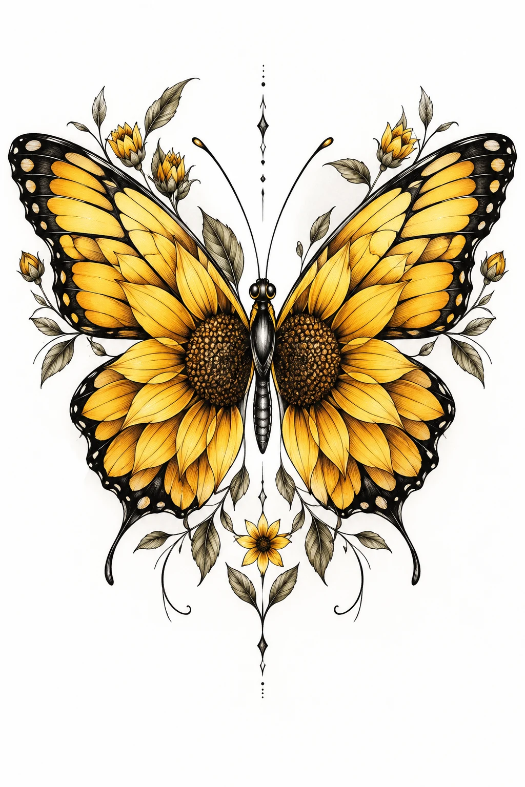Sunflower Butterfly — yellow butterfly tattoo style outfit