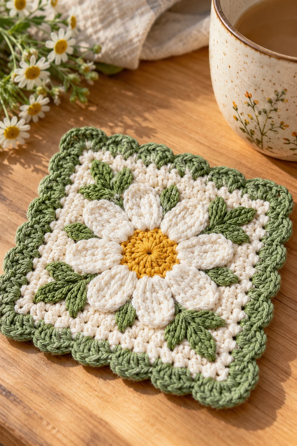 A Charming Crochet Mug Rug — 100g crochet projects