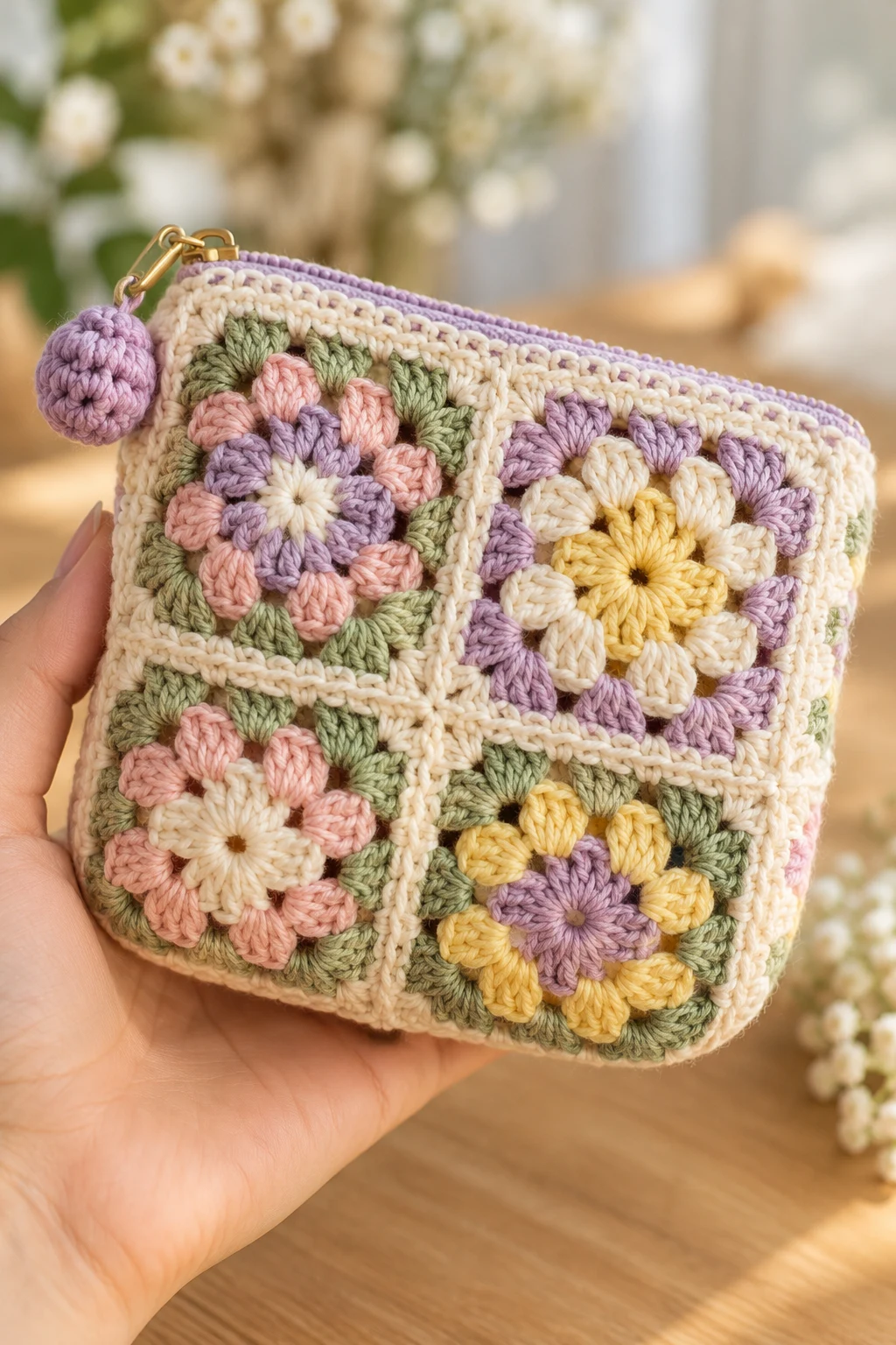 The Granny Square Mini Pouch — 100g crochet projects