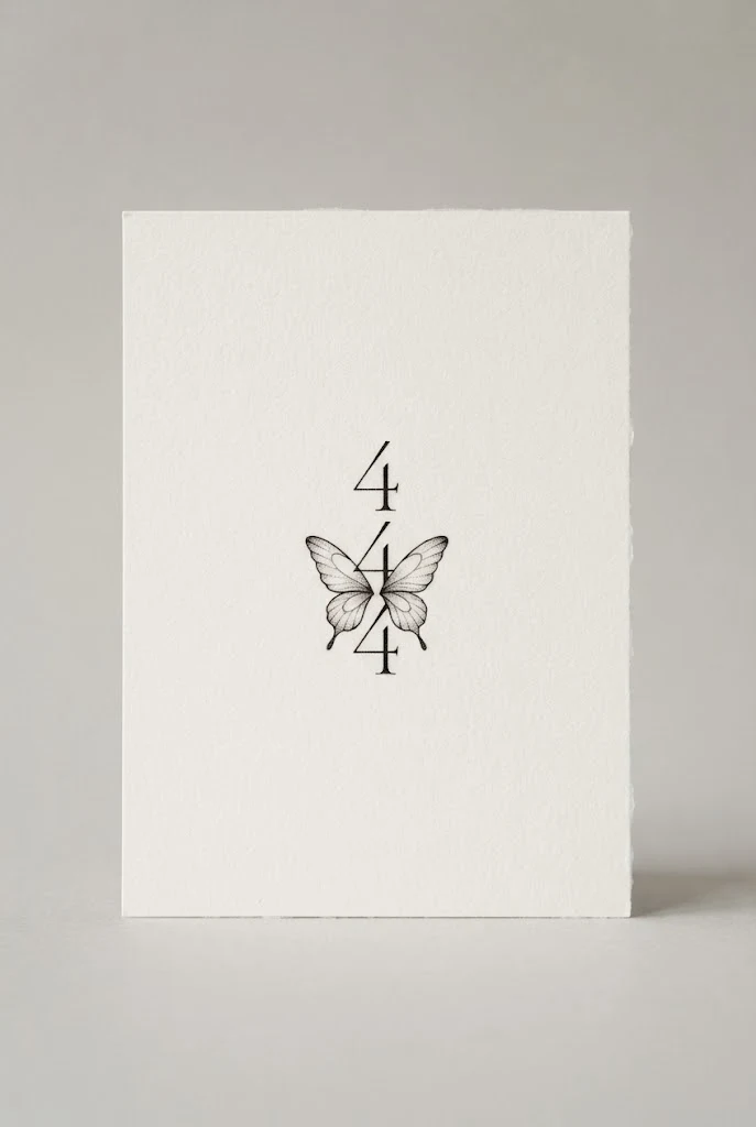 Minimalist Numerical Wrist Glyph — 444 butterfly tattoo style outfit
