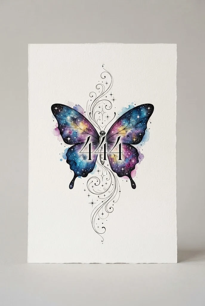 Watercolor Galaxy Cosmic Butterfly — 444 butterfly tattoo style outfit