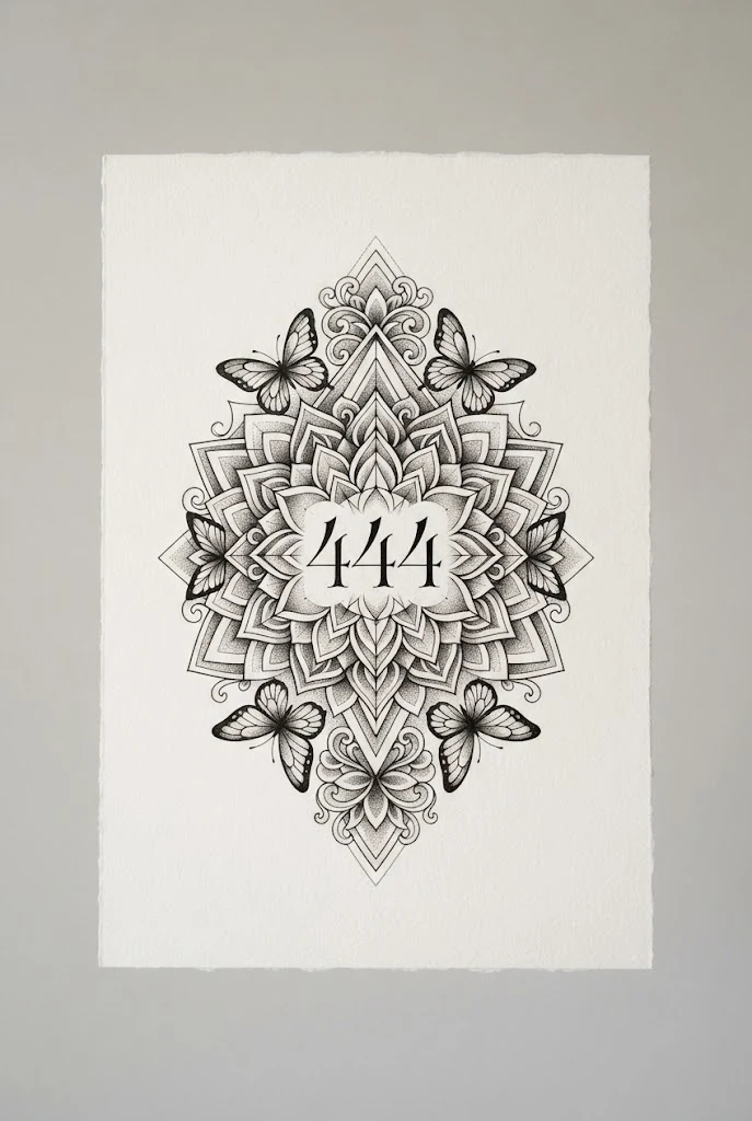 Fine-Line Abstract Minimalist Glyph — 444 butterfly tattoo style outfit