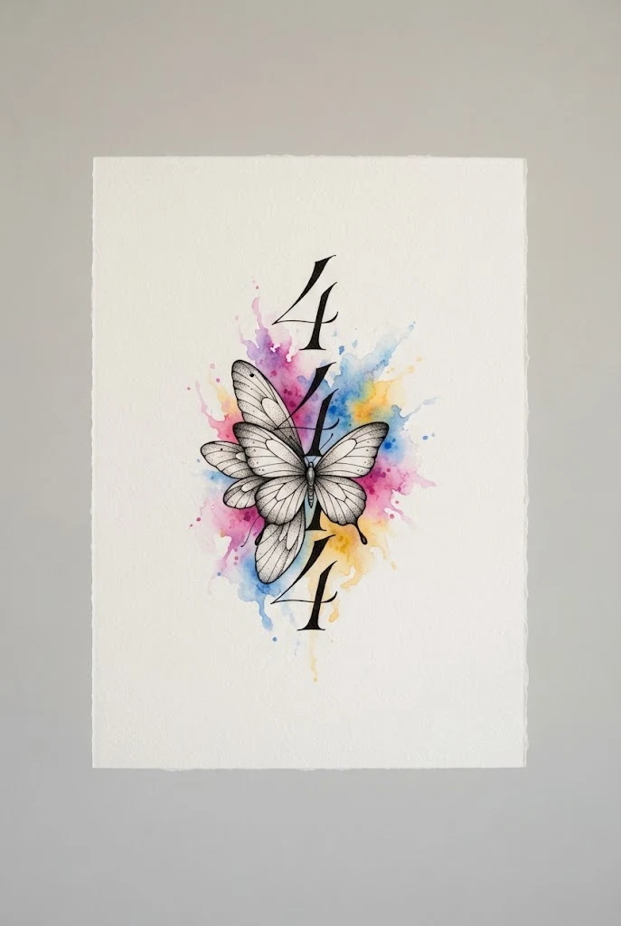 Vibrant Watercolor Ribcage Piece — 444 butterfly tattoo style outfit
