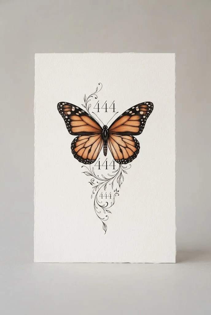 Realistic Monarch Shoulder Emblem — 444 butterfly tattoo style outfit