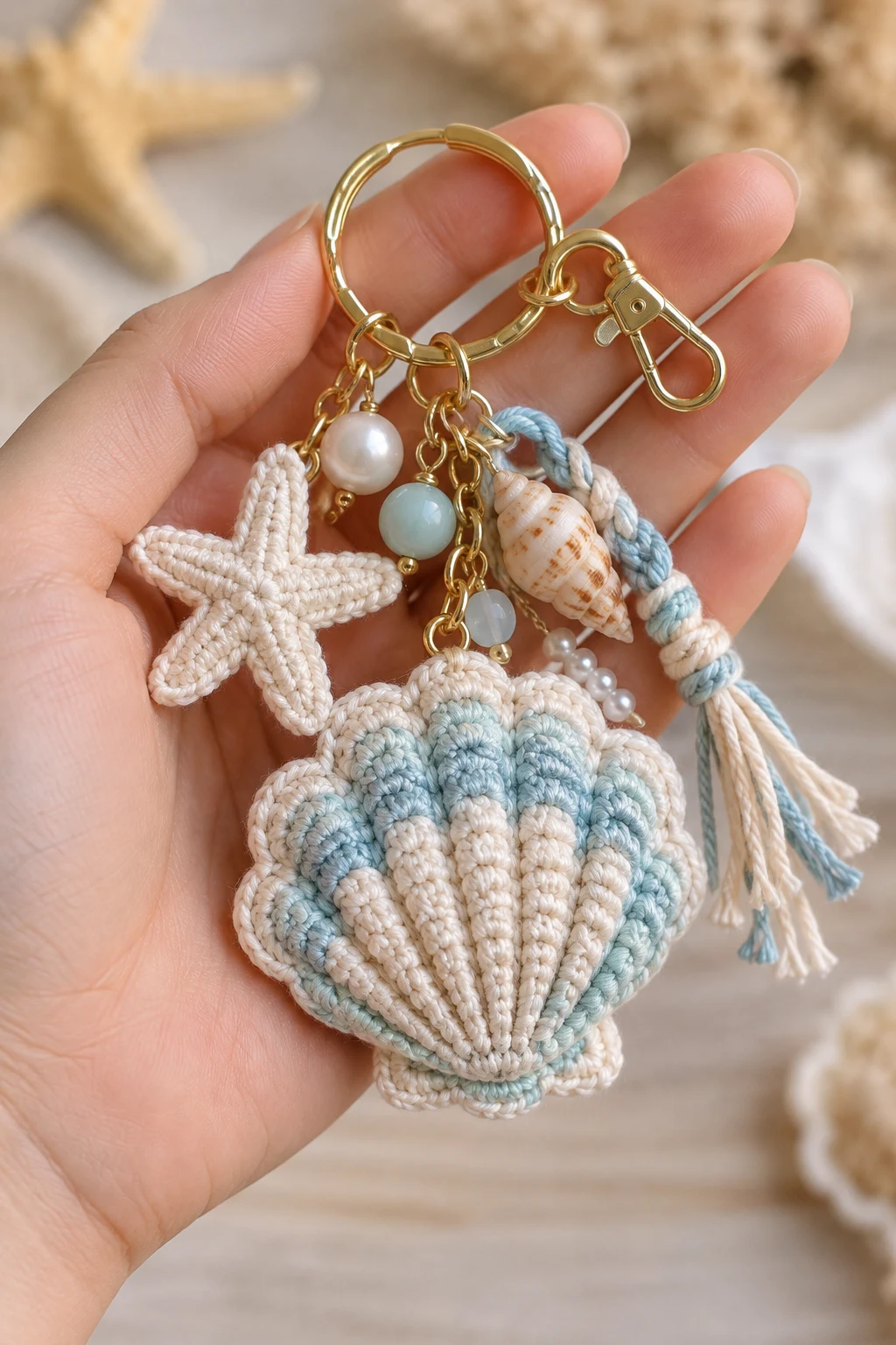 Ocean-Inspired Shell Keychain — aesthetic keychain style outfit
