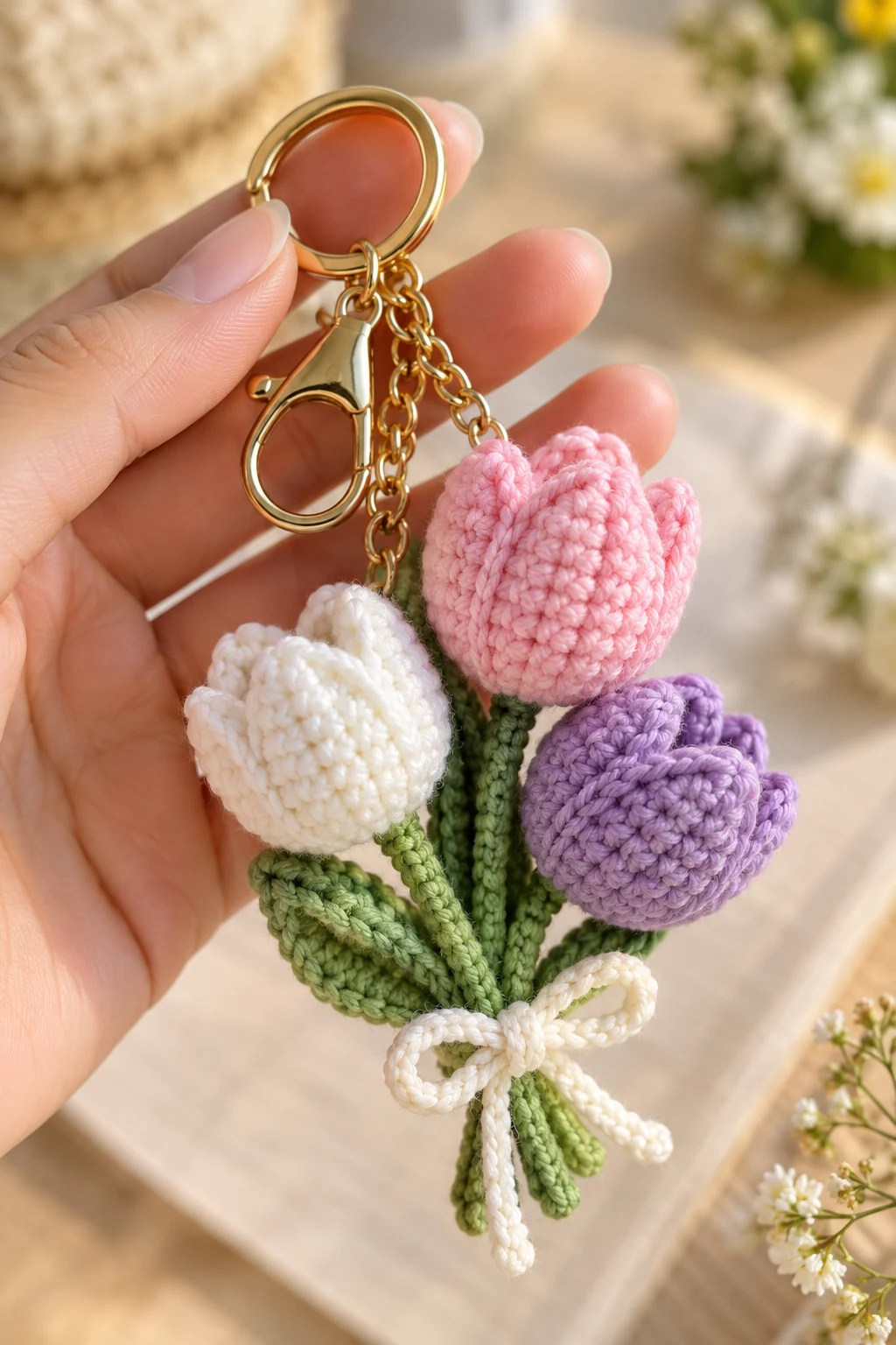 Mini Crochet Tulip Keychain — aesthetic keychain style outfit