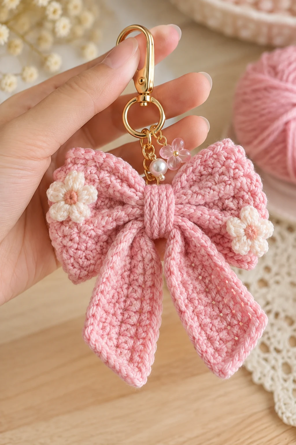 Coquette Pink Bow Keychain — aesthetic keychain style outfit