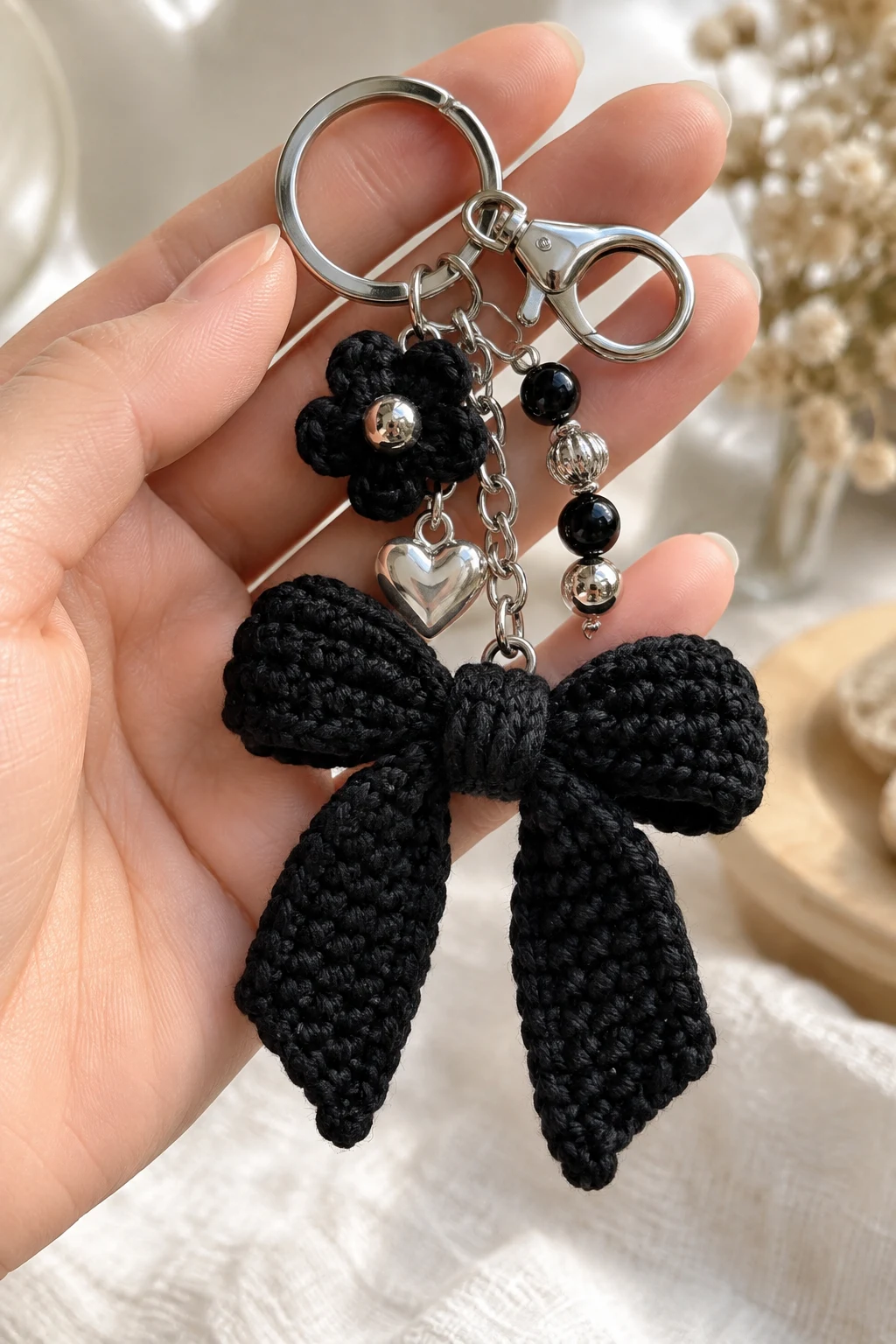 Minimalist Black-and-Silver Keychain — aesthetic keychain style outfit