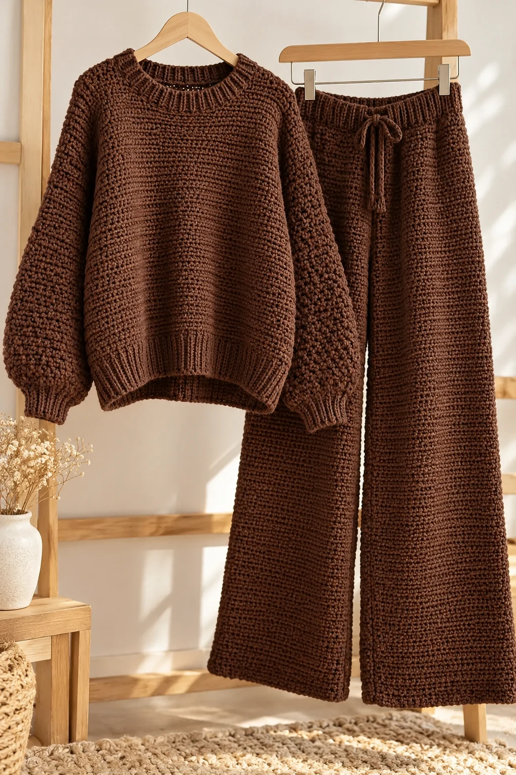 Monochrome Chocolate Sweater and Matching Trousers — aesthetic sweater outfits