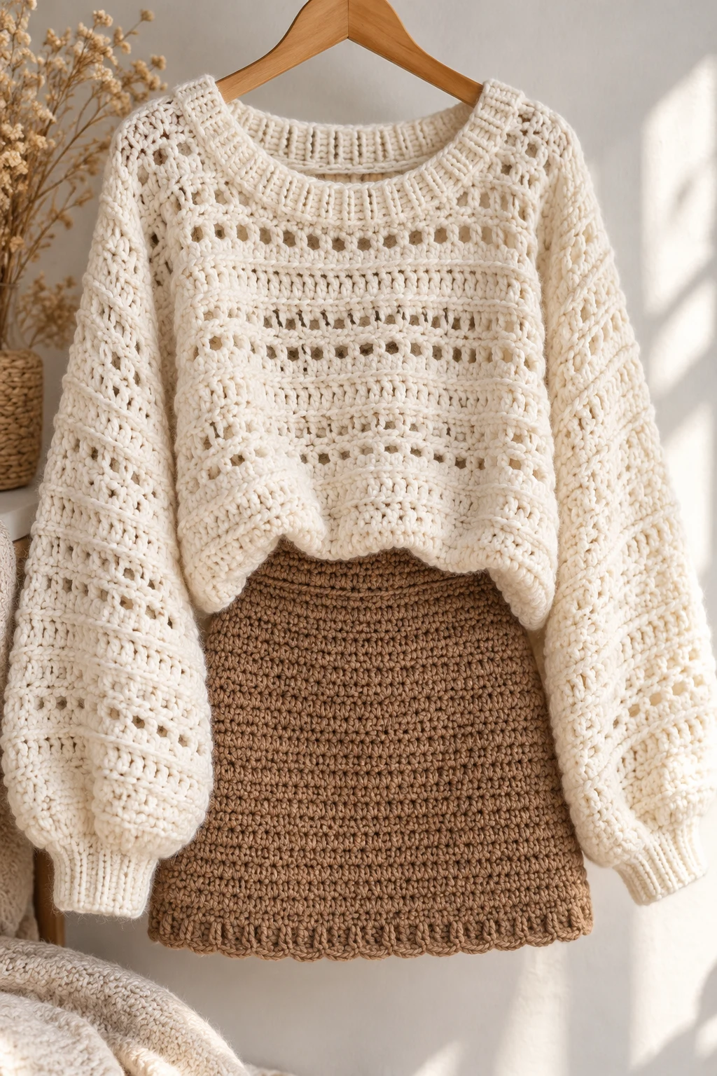 The Oversized Cream Sweater and Mini Skirt Dream — aesthetic sweater outfits