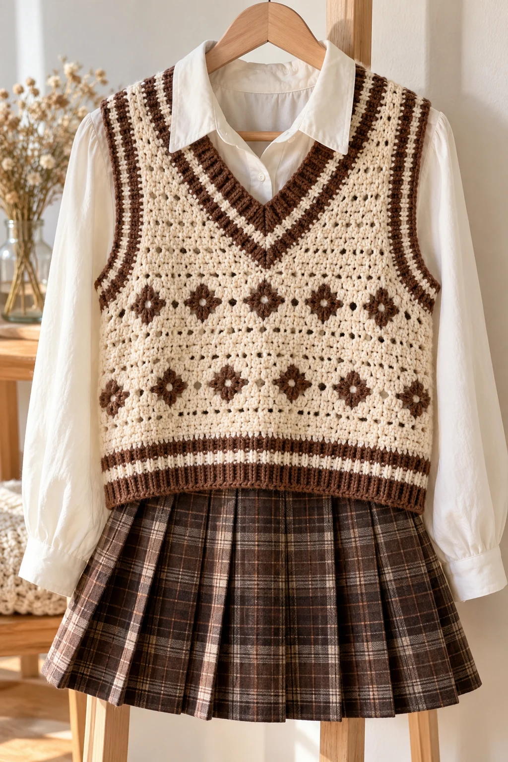 Korean-Inspired Sweater Vest and Pleated Skirt — aesthetic sweater outfits
