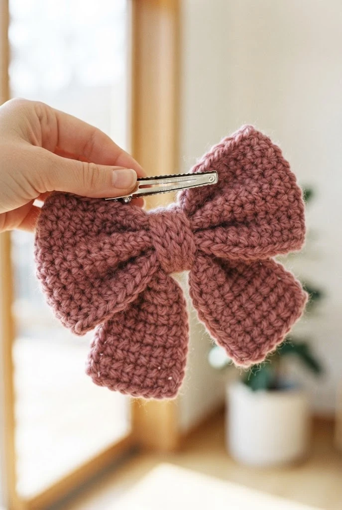 Chunky Bow Hair Clip — Aesthetic things to crochet style outfit