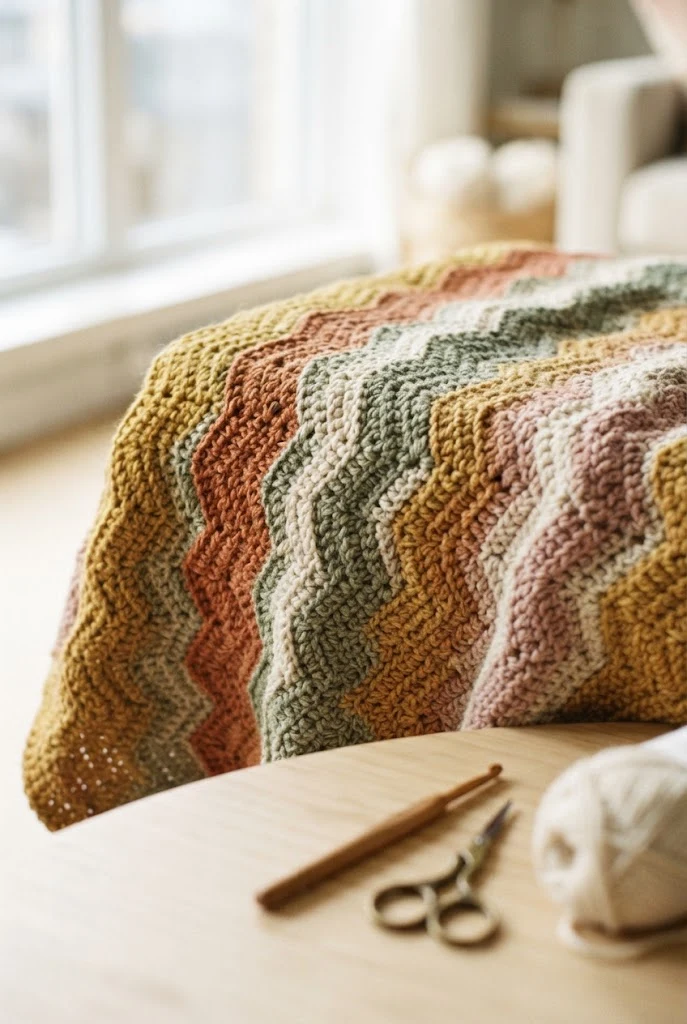 Vintage Ripple Stitch Throw Blanket — Aesthetic things to crochet style outfit