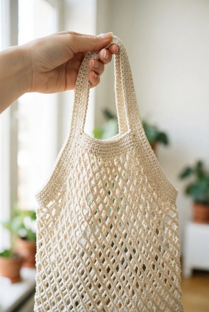 Minimalist Mesh Market Bag — Aesthetic things to crochet style outfit