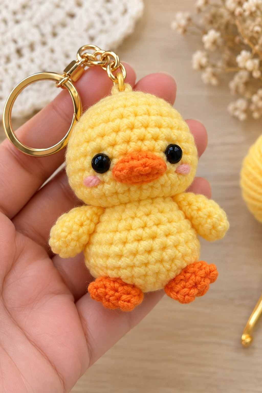 Tiny Crochet Duckling With Orange Beak — amigurumi for beginners style outfit