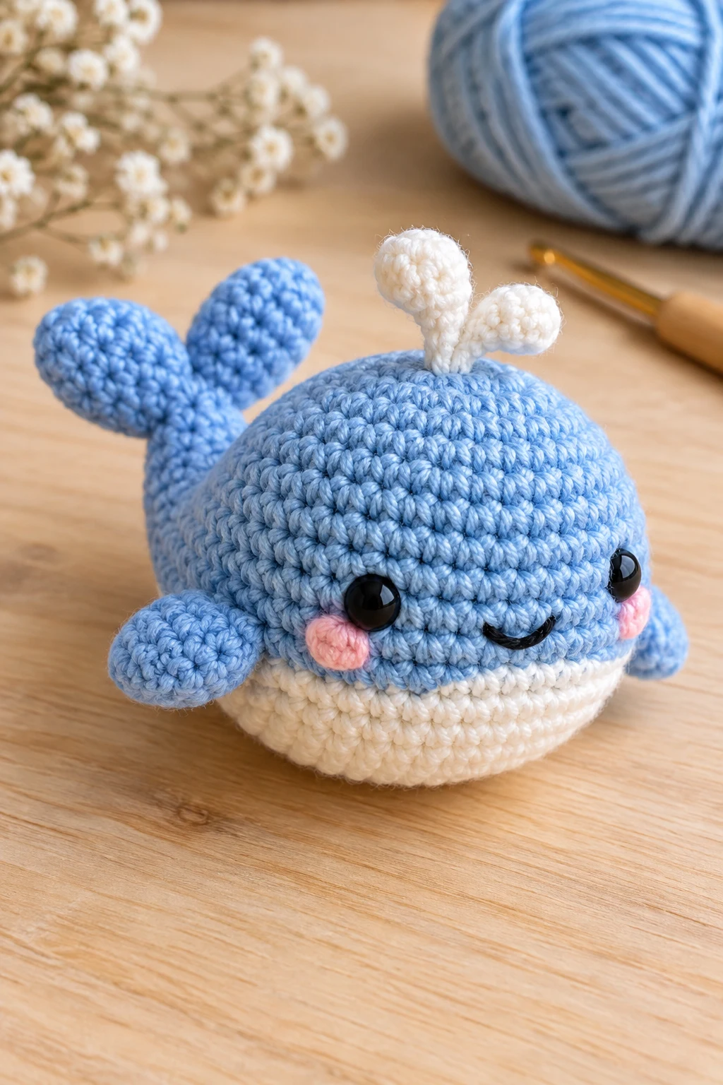 Little Crochet Whale With Tiny Fins — amigurumi for beginners style outfit