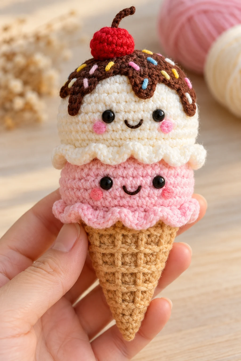 Sweet Crochet Ice Cream Cone — amigurumi for beginners style outfit