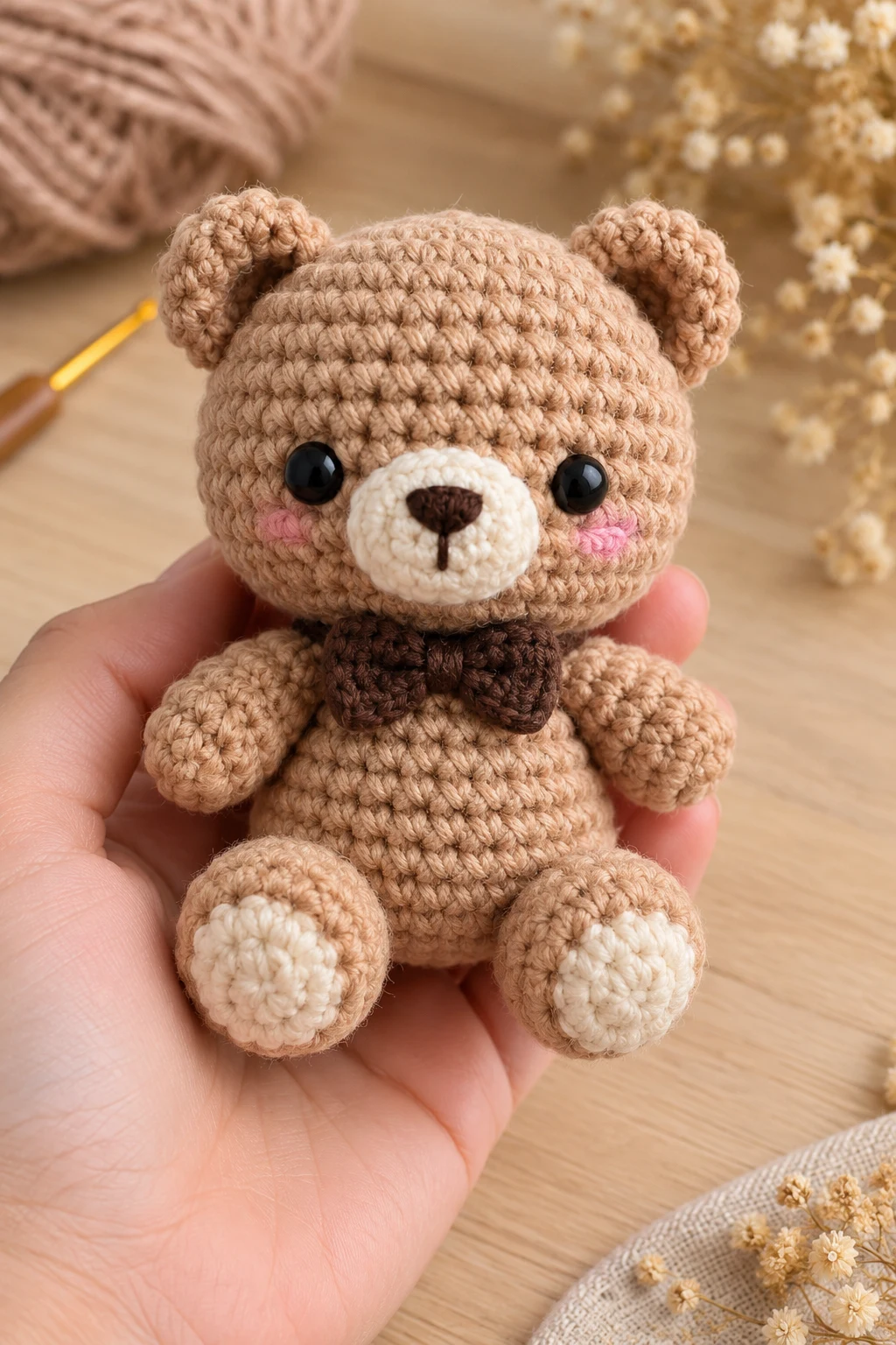 Beginner Crochet Teddy Bear With Tiny Ears — amigurumi for beginners style outfit