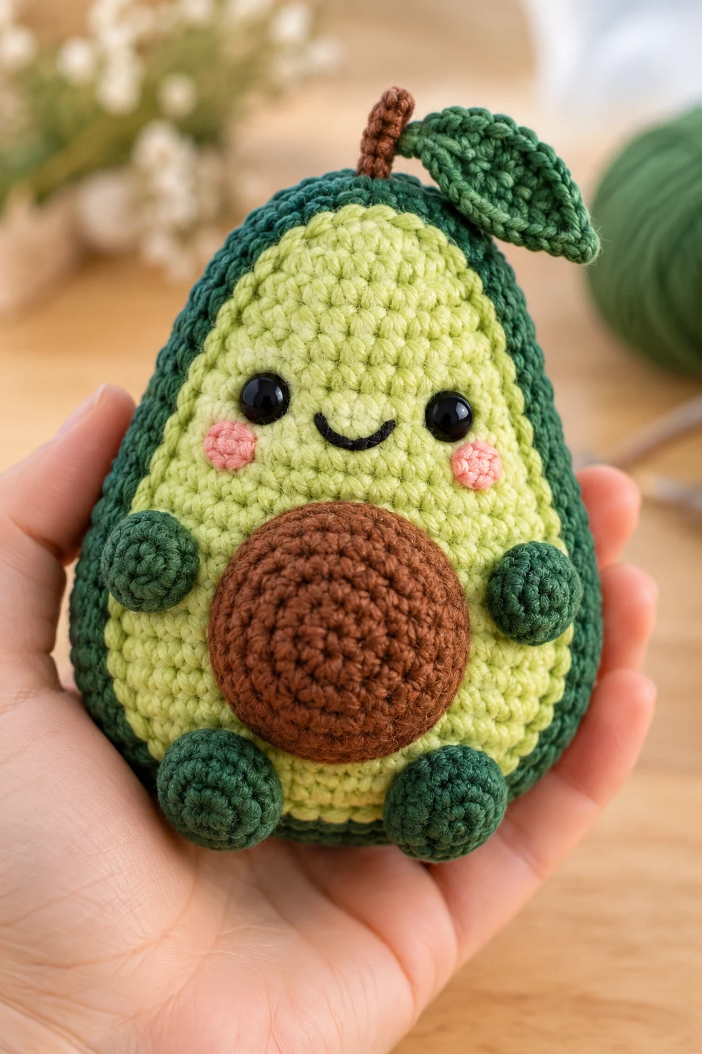 Smiling Crochet Avocado Plush — amigurumi for beginners style outfit
