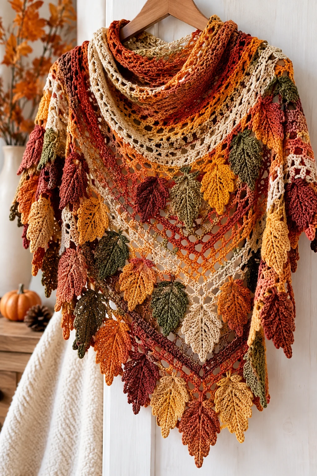 The Autumn Leaf Crochet Shawl — autumn crochet ideas clothes style outfit