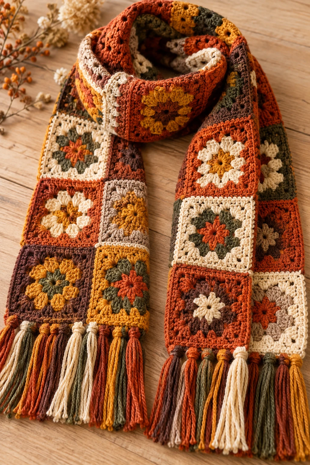 The Autumn Patchwork Crochet Scarf — autumn crochet ideas clothes style outfit