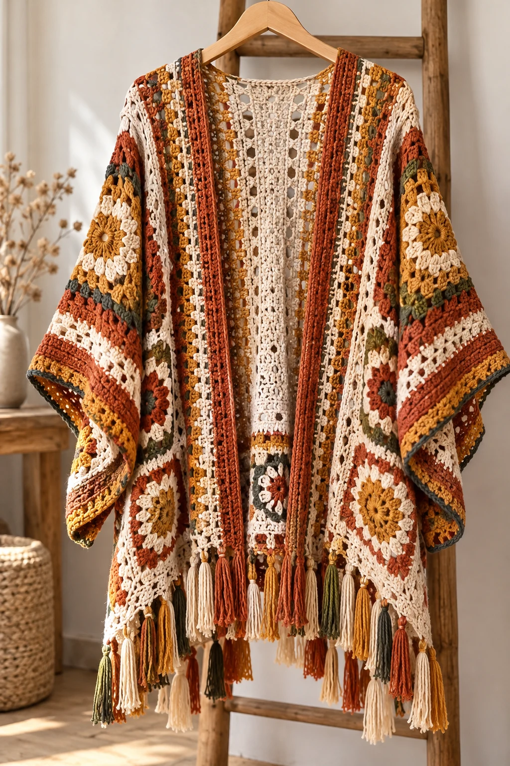 The Boho Crochet Kimono Cardigan — autumn crochet ideas clothes style outfit