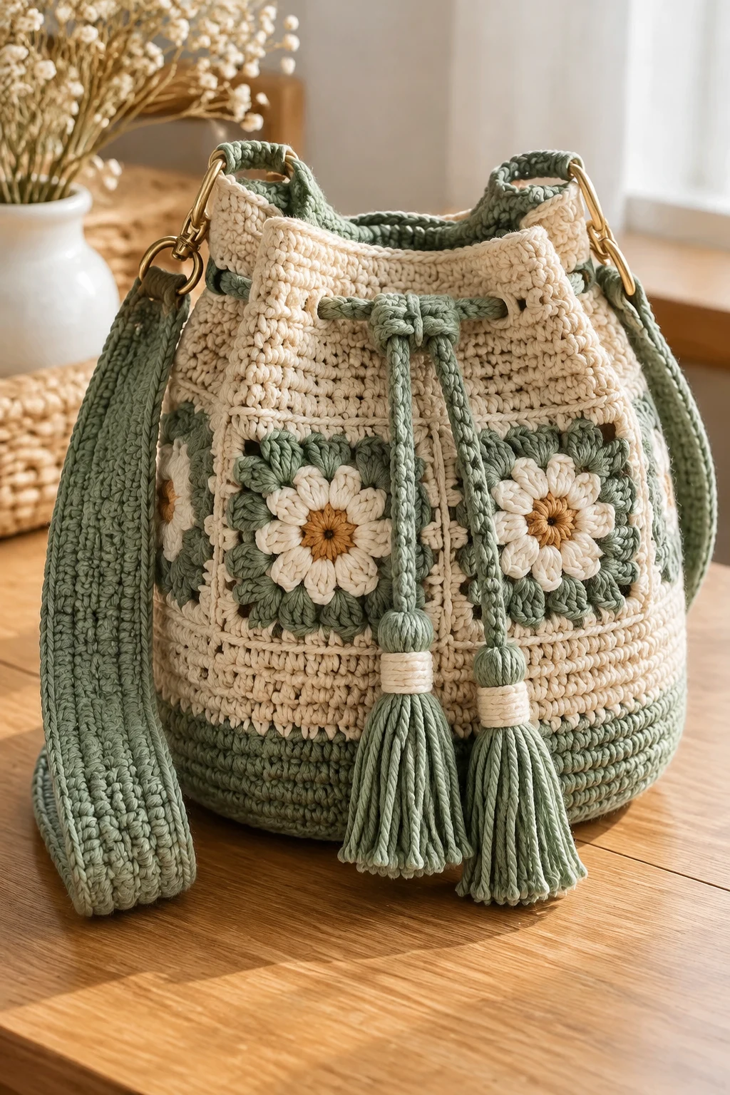 Trendy Crochet Bucket Bag — bag crochet style outfit