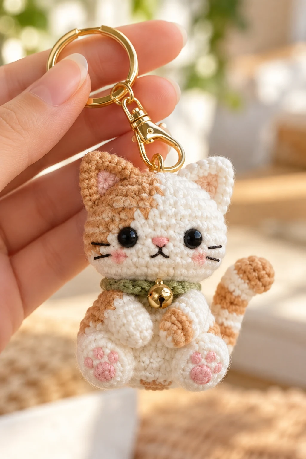 Mini Crochet Cat Keychain — bag keychain crochet style outfit