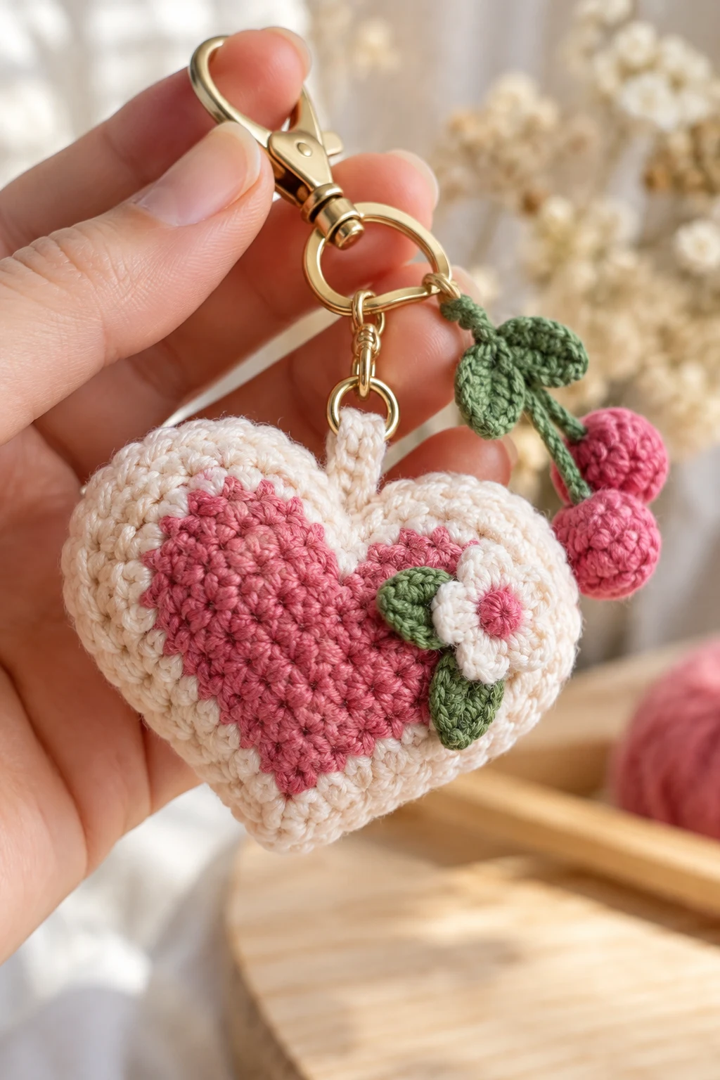 Mini Heart Bag Keychain Crochet — bag keychain crochet style outfit