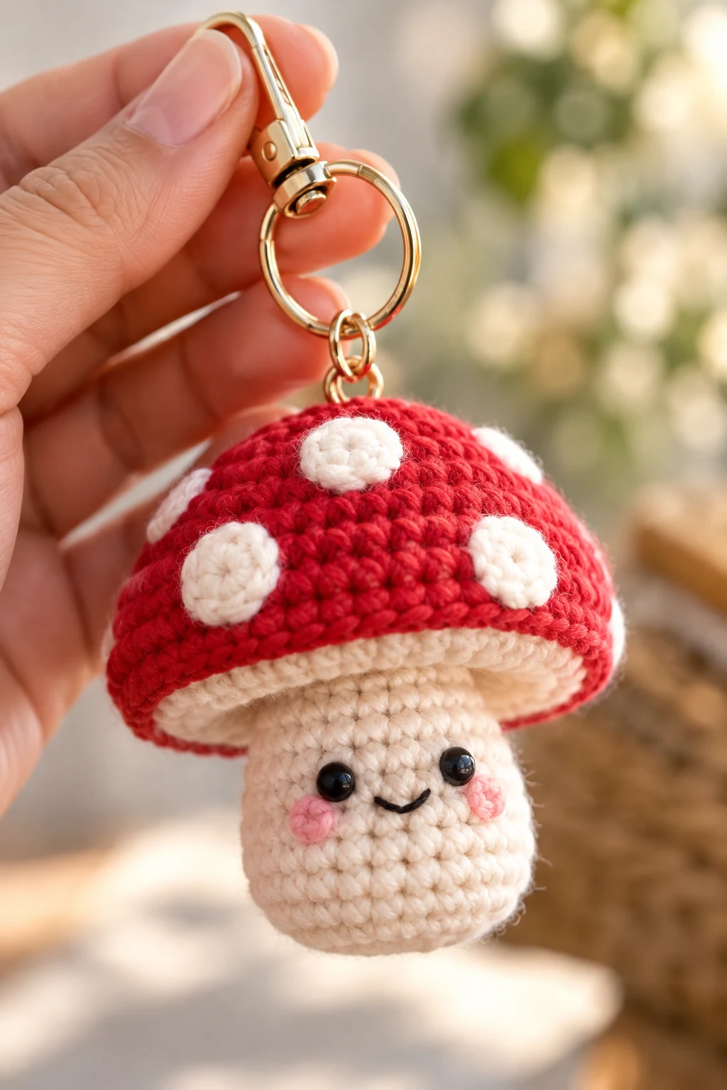 Mini Crochet Mushroom Keychain — bag keychain crochet style outfit