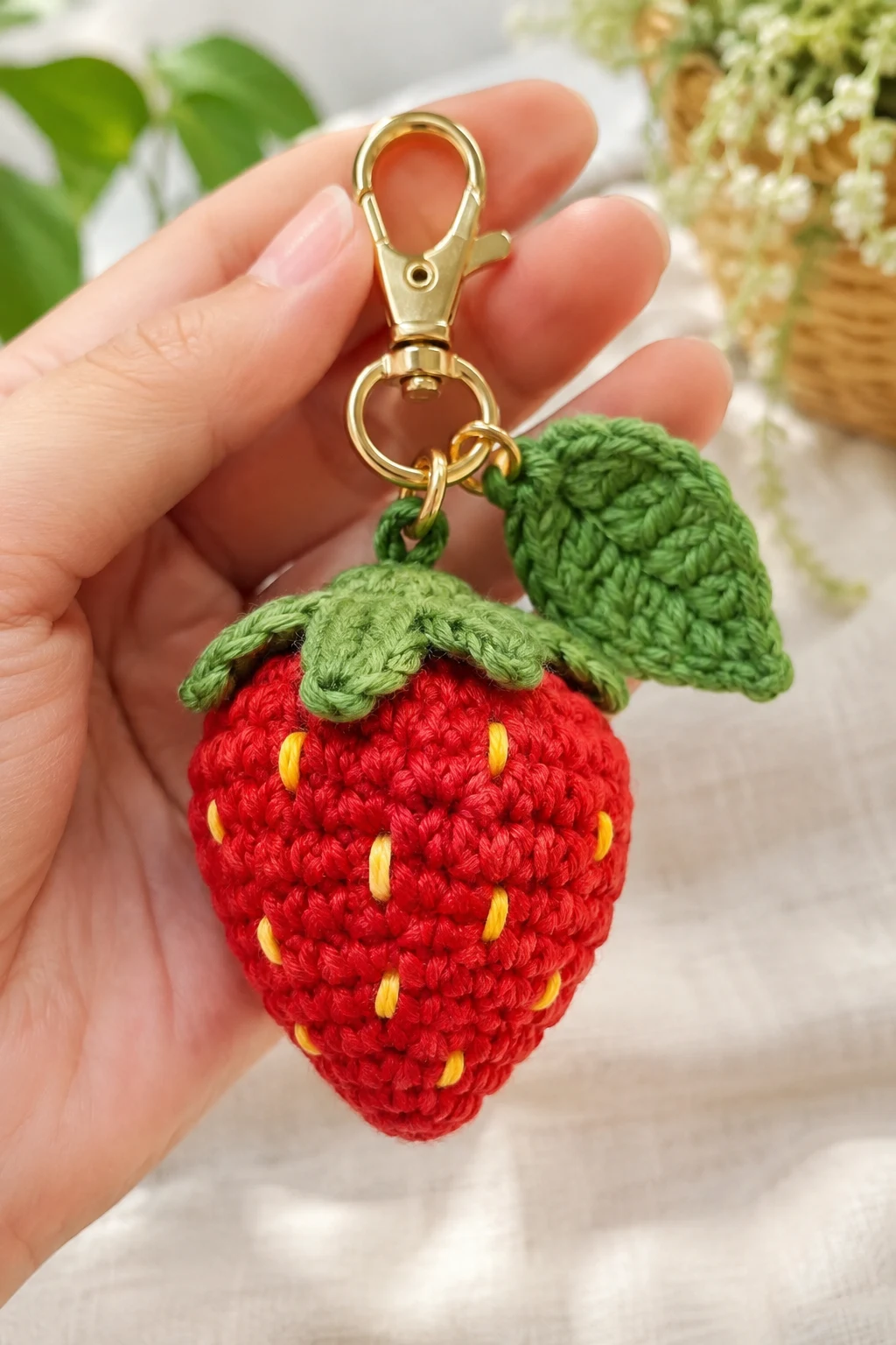 Mini Crochet Strawberry Bag Keychain — bag keychain ideas style outfit