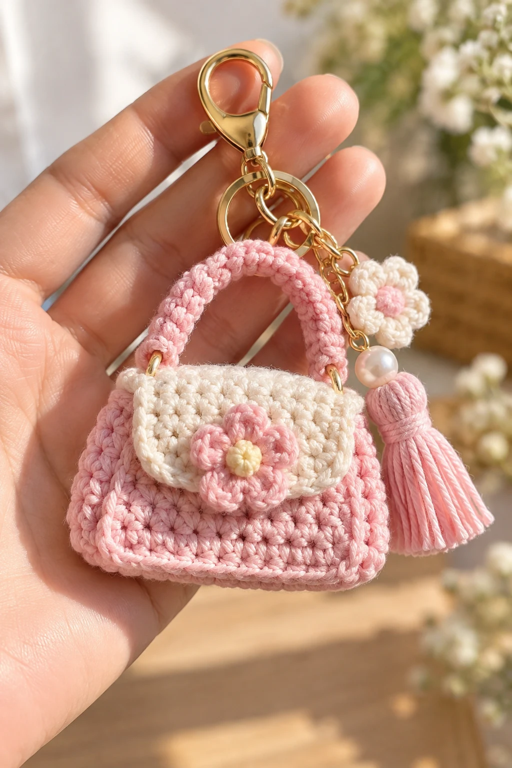Mini Crochet Handbag Charm — bag keychain ideas style outfit