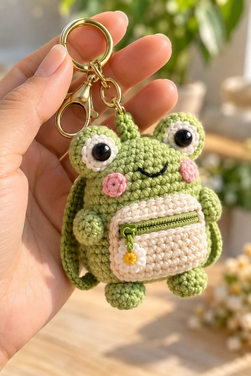 Cute Crochet Frog Backpack Keychain — bag keychain ideas style outfit