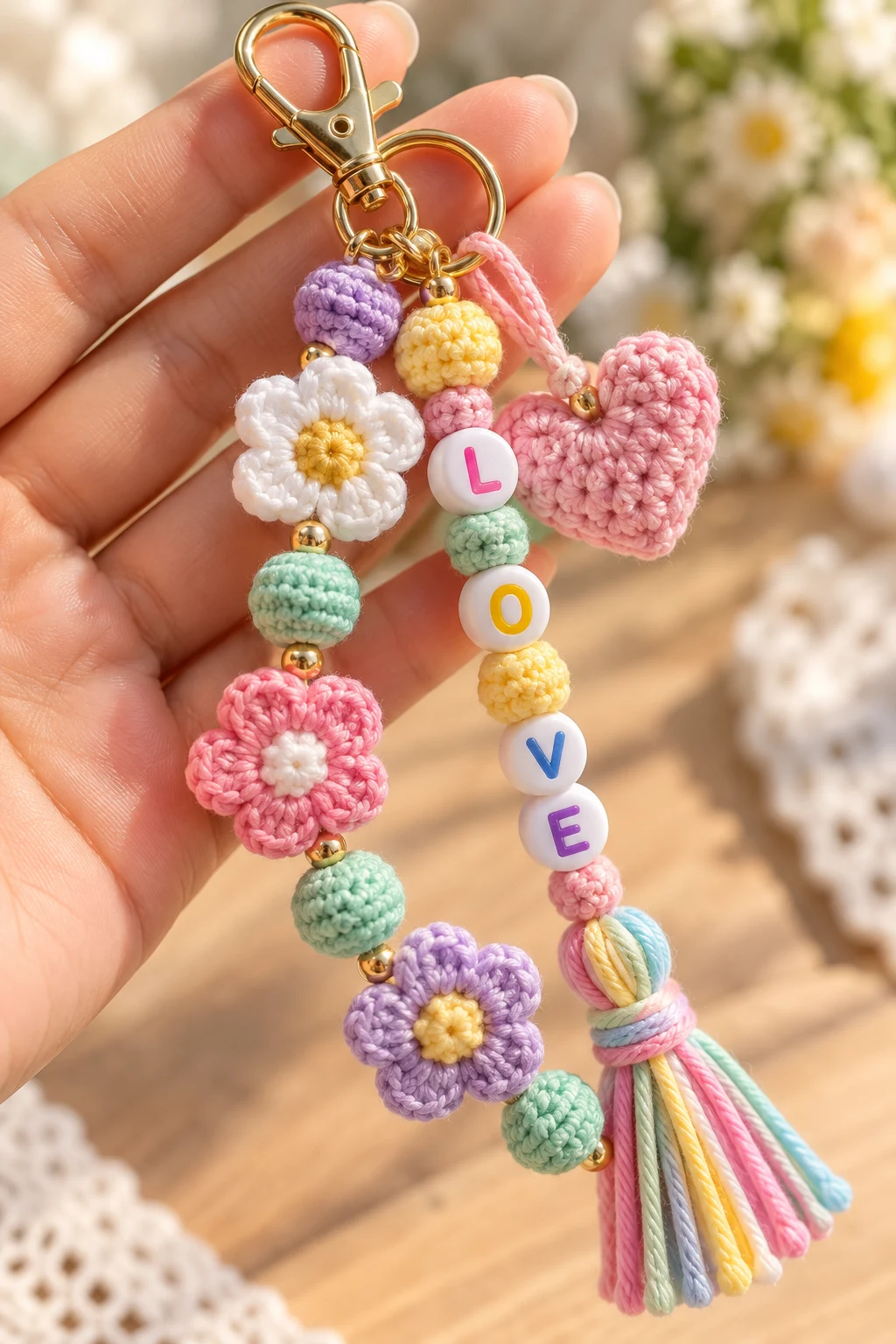 Colorful Alphabet Bead Keychain — bag keychain ideas style outfit