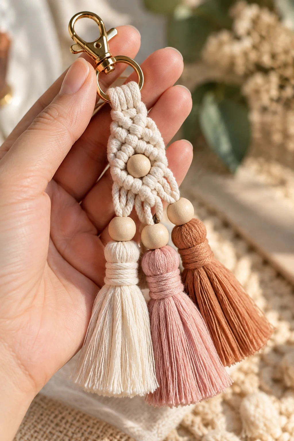 Mini Macramé Tassel Keychain — bag keychain ideas style outfit