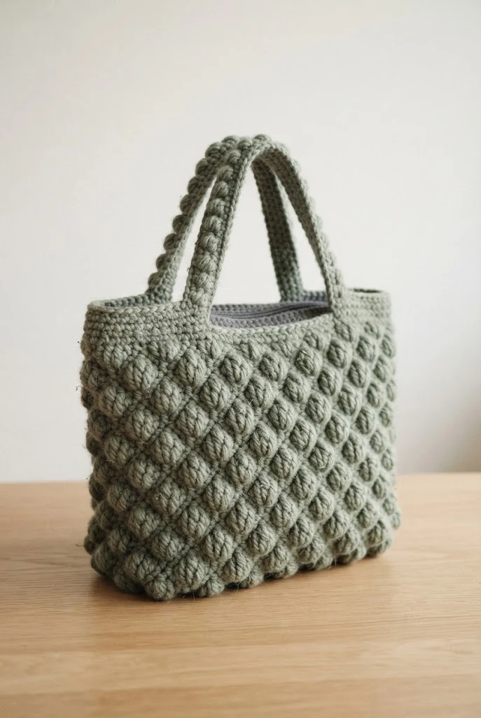 Quilted Puff Stitch Bag — bag pattern crochet style outfit