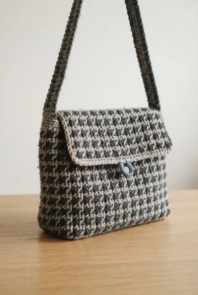 Houndstooth Classic Handbag — bag pattern crochet style outfit