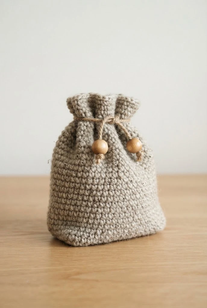 Drawstring Pouch with Wooden Beads — bag pattern crochet style outfit