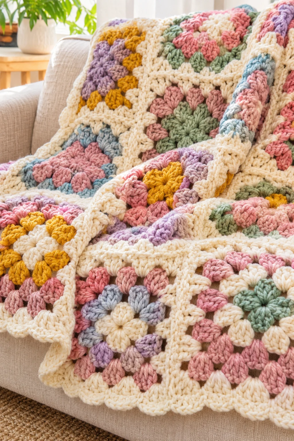 Chunky Granny Square Blanket — basic granny square crochet pattern free