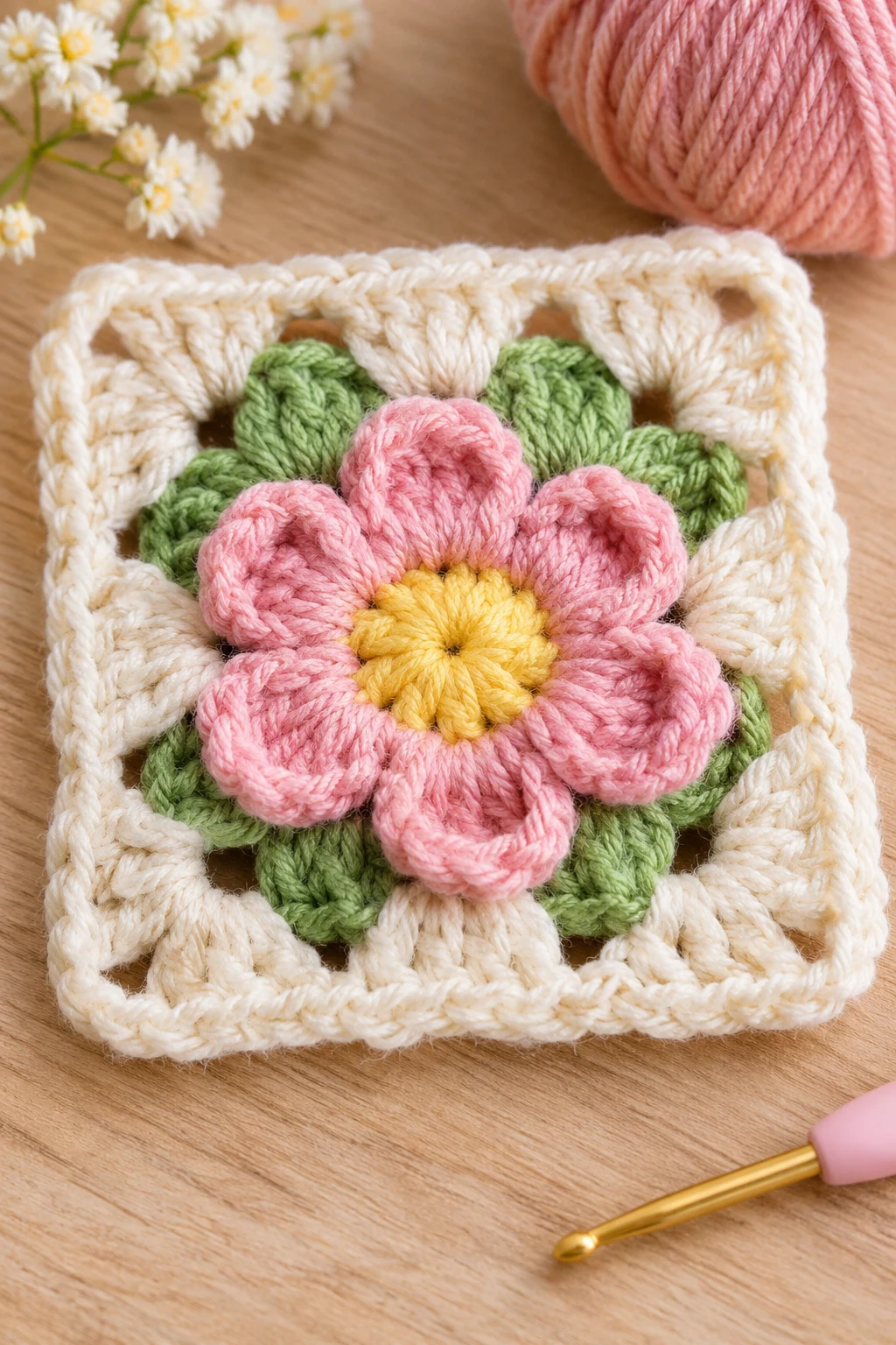 Simple Flower Granny Square — basic granny square crochet pattern free