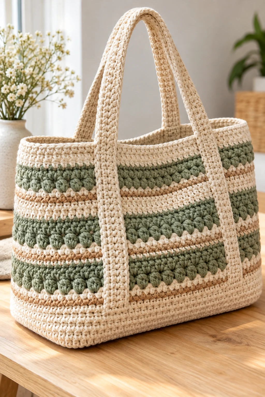 Structured Crochet Bag With a Flat Base — big bag crochet