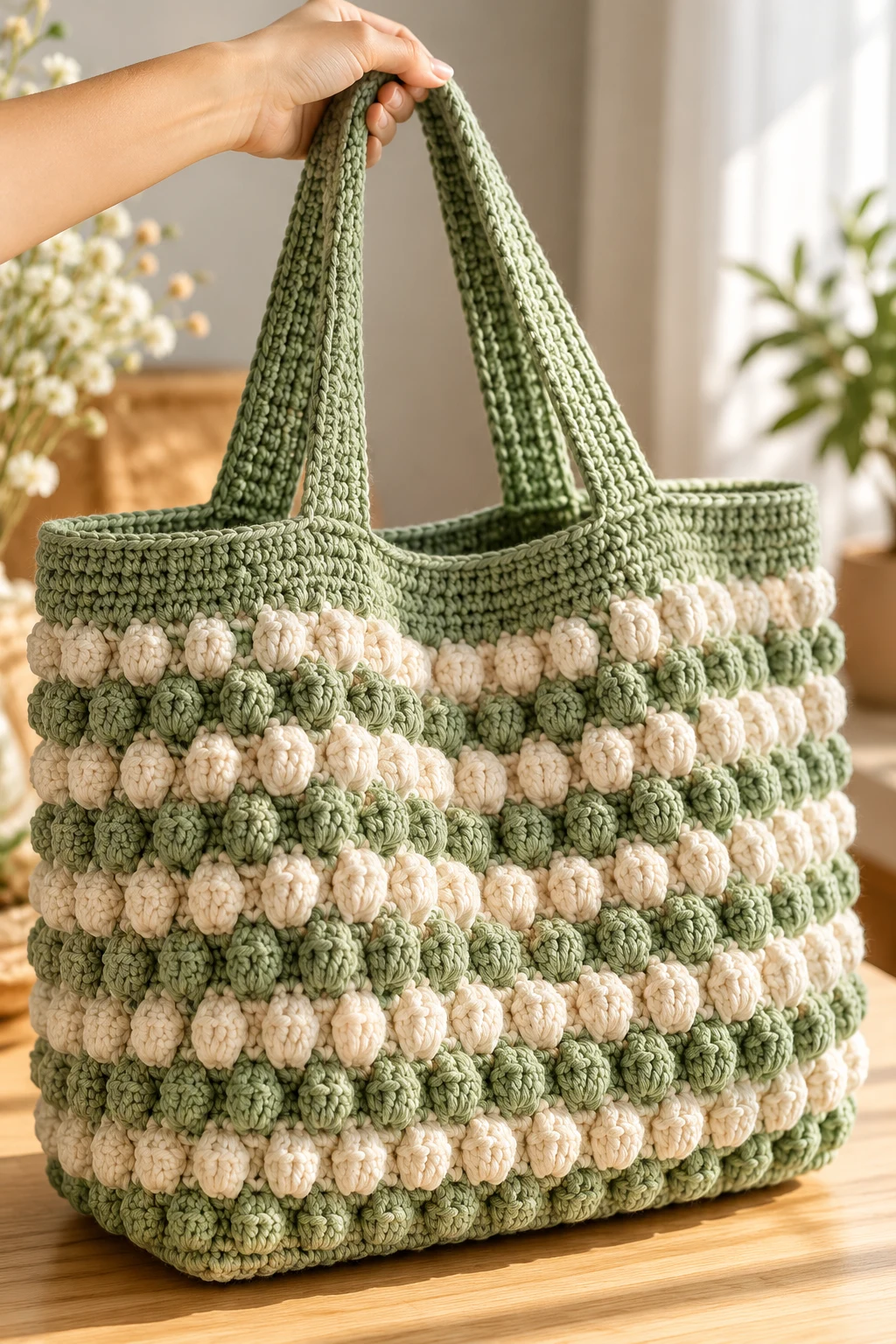 Textured Bobble Stitch Big Tote — big bag crochet