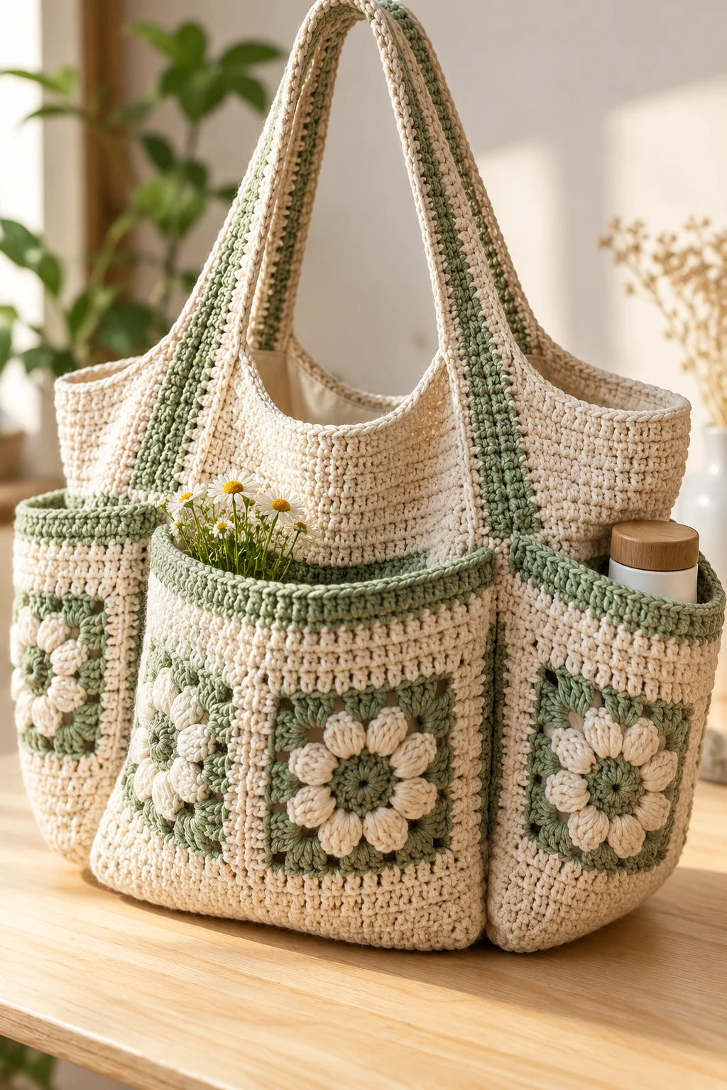 Oversized Crochet Bag With Pockets — big bag crochet
