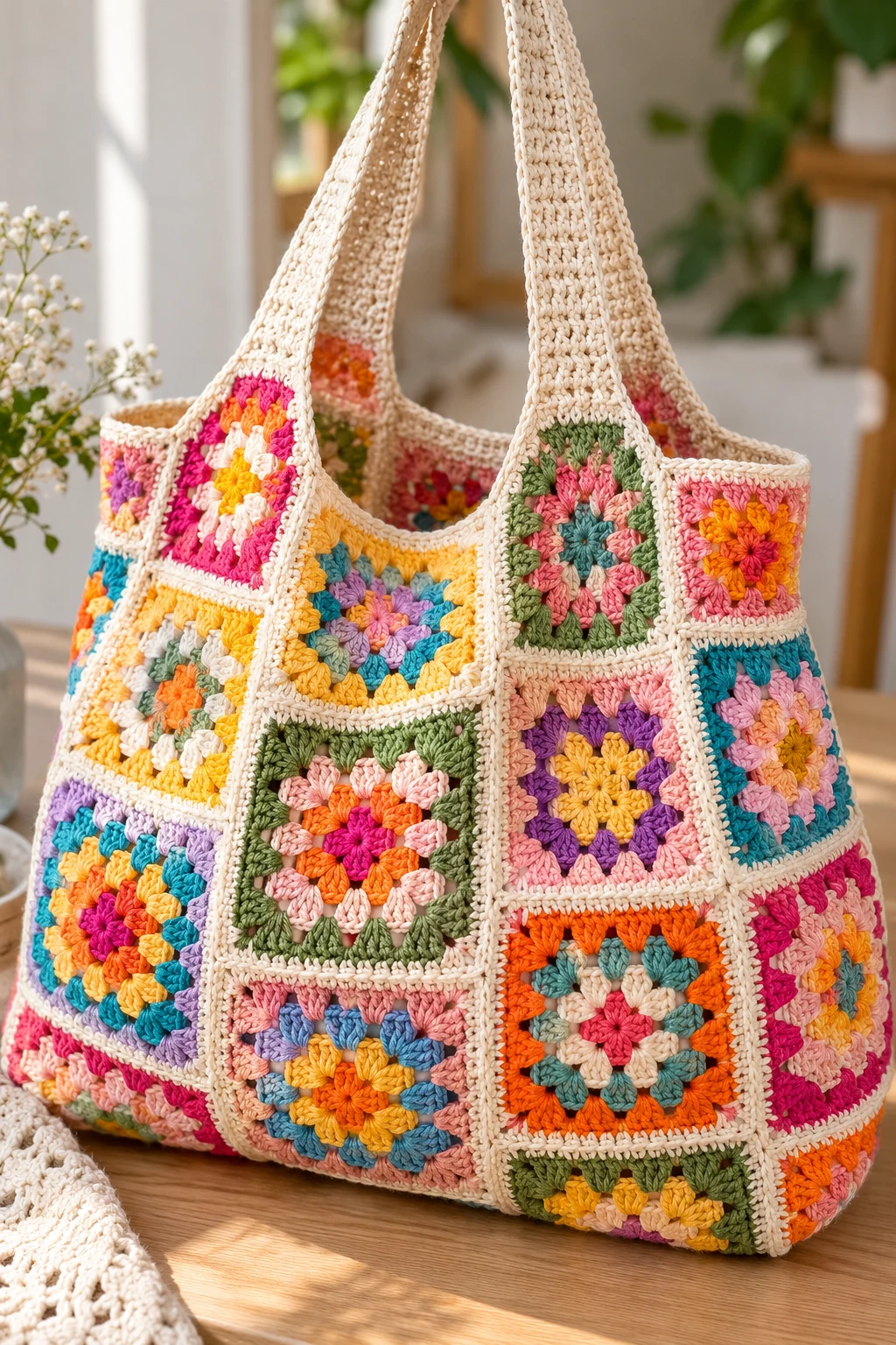 Colorful Granny Square Big Bag Crochet — big bag crochet